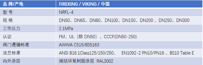 FM認(rèn)證viking 威景彈性閥板暗桿閘閥DN200